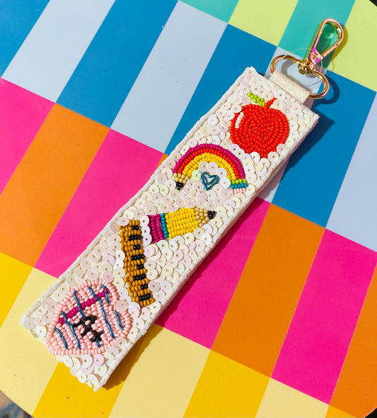 Teacher wristlet keychain