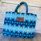 Blue Aztec printed tote bag