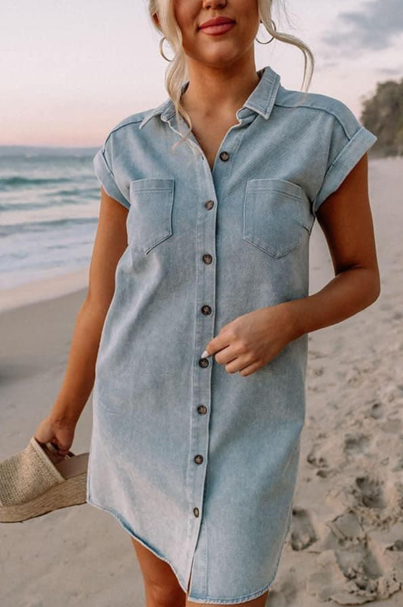 She + sky denim dress