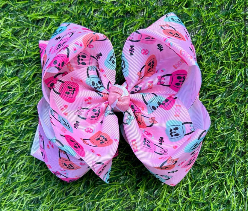 Pink pumpkin bucket bow