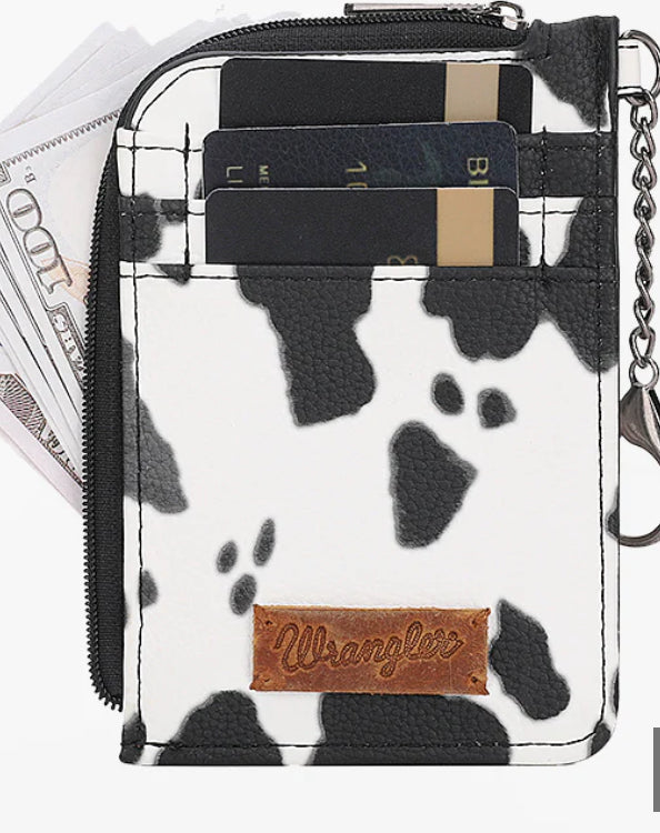 Cow print bum bag + coin purse black