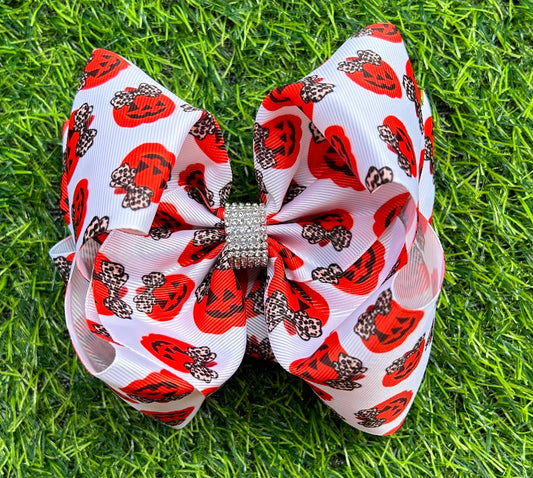 Leopard pumpkin head bow