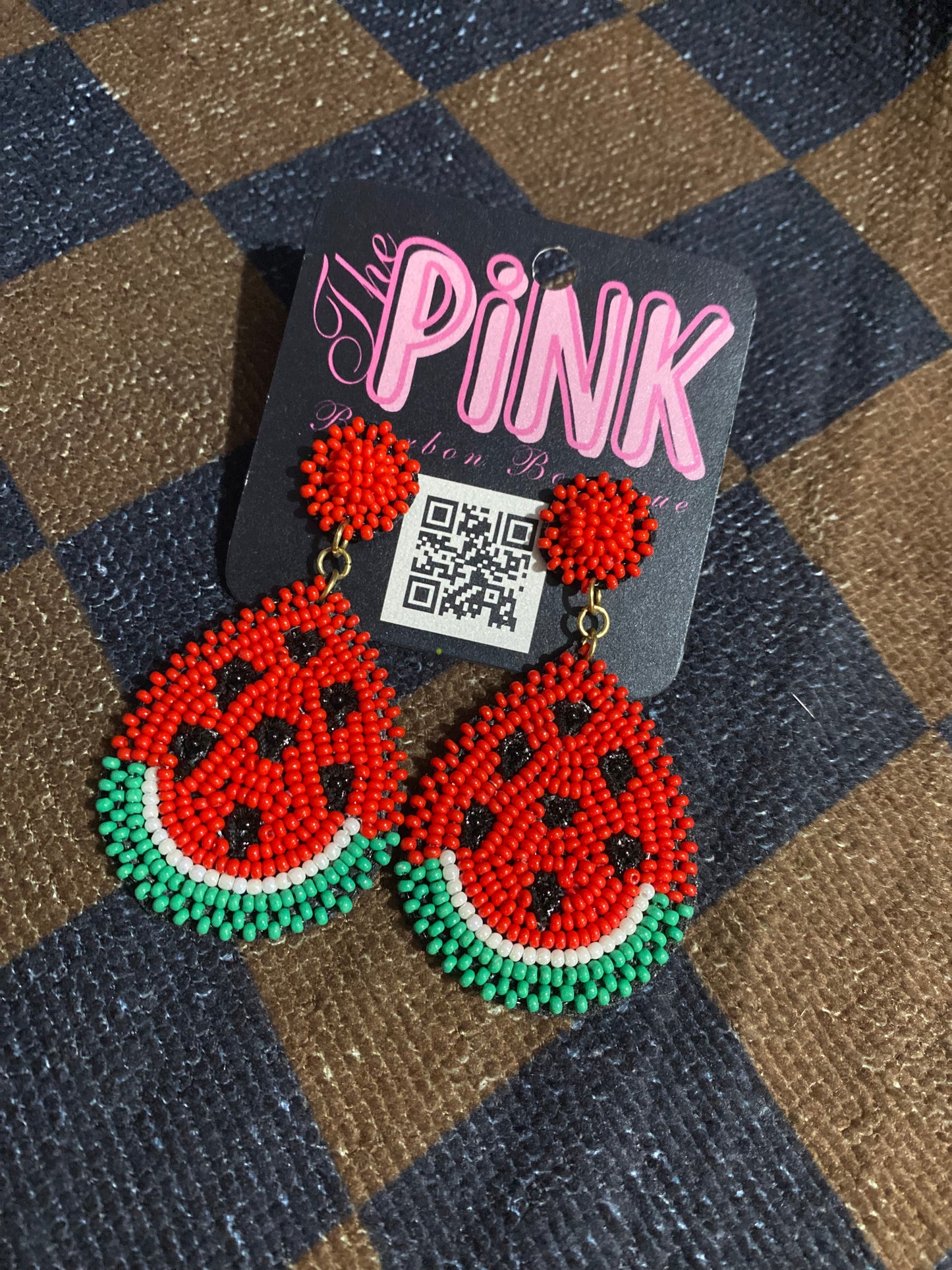 Beaded watermelon earrings